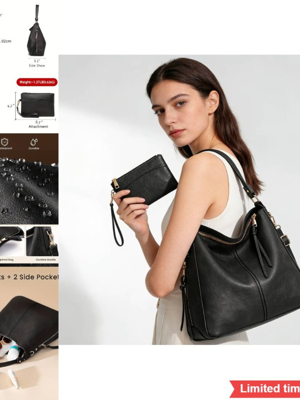 2pcs Crossbody Purses Set Women Ladies Shoulder Handbags
